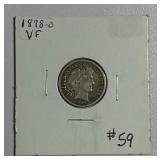 1898-O  Barber Dime   VF