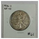 1936-S  Walking Liberty Half Dollar   XF-45