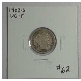 1903-S  Barber Dime   VG-F