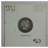 1914-S  Barber Dime   VF-35