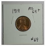1919  Lincoln Cent   MS-64 +