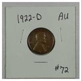 1922-D  Lincoln Cent   AU