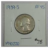 1939-S  Washington Quarter   XF-45