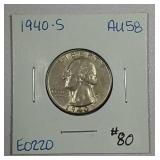1940-S  Washington Quarter   AU-58