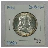 1961  Franklin Half Dollar   Ch BU-64