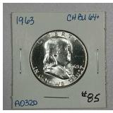 1963  Franklin Half Dollar   Ch BU-64+