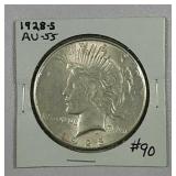 1928-S  Peace Dollar   AU-55