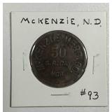 McKenzie Merc. co.    McKenzie, N.D. token