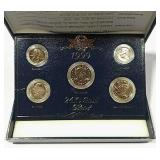1999  24-Kt Gold Plated  5 coin year set