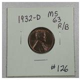 1932-D  Lincoln Cent   MS-63 R/B