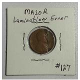 Lincoln Cent with major lamination error