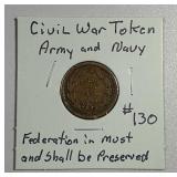 Civil War Token   Army and Navy