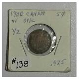 1900  Canadian 5 Cents  Oval O