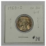 1950-D  Jefferson Nickel  Ch BU