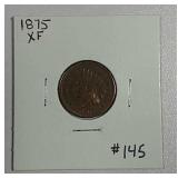 1875  Indian Head Cent   XF