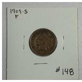 1909-S  Indian Head Cent   F