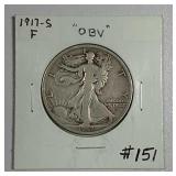 1917-S  Obv. Walking Liberty Half Dollar   F
