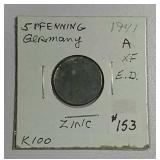 1941-A  German  5 Pfenning   Zinc  XF-details