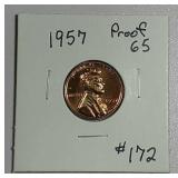 1957  Lincoln Cent   Proof 65