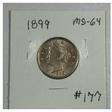 1899  Liberty "V" Nickel   MS-64