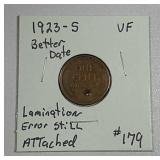 1923-S  Lincoln Cent   VF