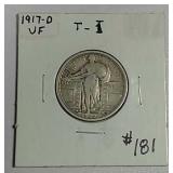 1917-D  Type I  Standing Liberty Quarter   VF