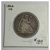 1866  Seated Liberty Half Dollar   VG