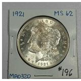 1921  Morgan Dollar   MS-62