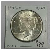 1923-S  Peace Dollar   MS-62