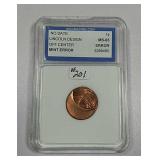 Lincoln Cent  Off Center Error   MS-65