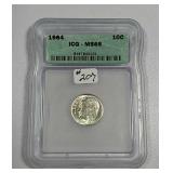 1964  Roosevelt Dime   ICG MS-66
