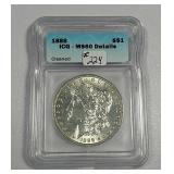1888  Morgan Dollar   ICG MS-60 details  cleaned