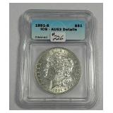 1891-S  Morgan Dollar   ICG AU-53 details  cleaned
