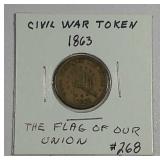 1863  Civil War Token    The Flag of our Union