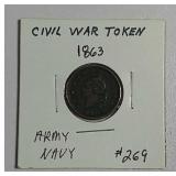 1863  Civil War Token   Army & Navy