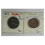 1852  Quebec 1/2 Penny & 1855  PEI  Tokens