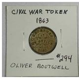 1863  Civil War Token   Oliver Boutwell