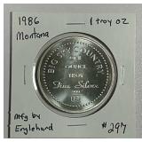 1986  Montana 1 troy oz silver round by Englehard