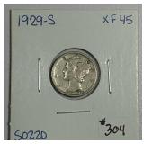 1929-S  Mercury Dime   XF-45