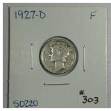1927-D  Mercury Dime   F