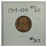 1909-VDB  Lincoln Cent   MS-65