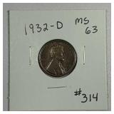 1932-D  Lincoln Cent   MS-63