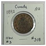 1892  Canada  Large Cent   AU  Obv. #3