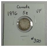 1896  Canada  5 Cents   VF