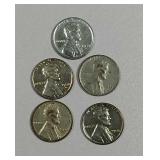 5  Steel looking   Lincoln Cents  "NO 1943