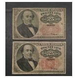 2  1874  Twenty Five Cents Fractional Currency  F