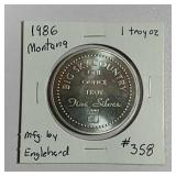 1986  Montana 1 troy oz. Silver round by Englehard