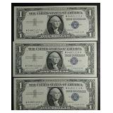 3  1957-A  $1 Silver Certificates  Gem CU