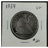 1859  Liberty Seated Half Dollar  VG
