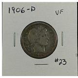 1906-D  Barber Quarter  VF